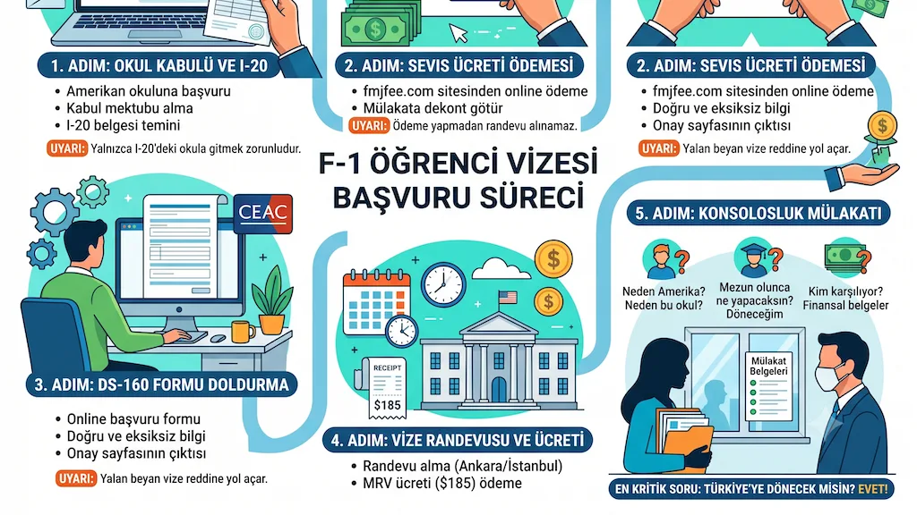 F-1 Öğrenci Vizesi: SEVIS Ücretinden Mülakata Her Şey